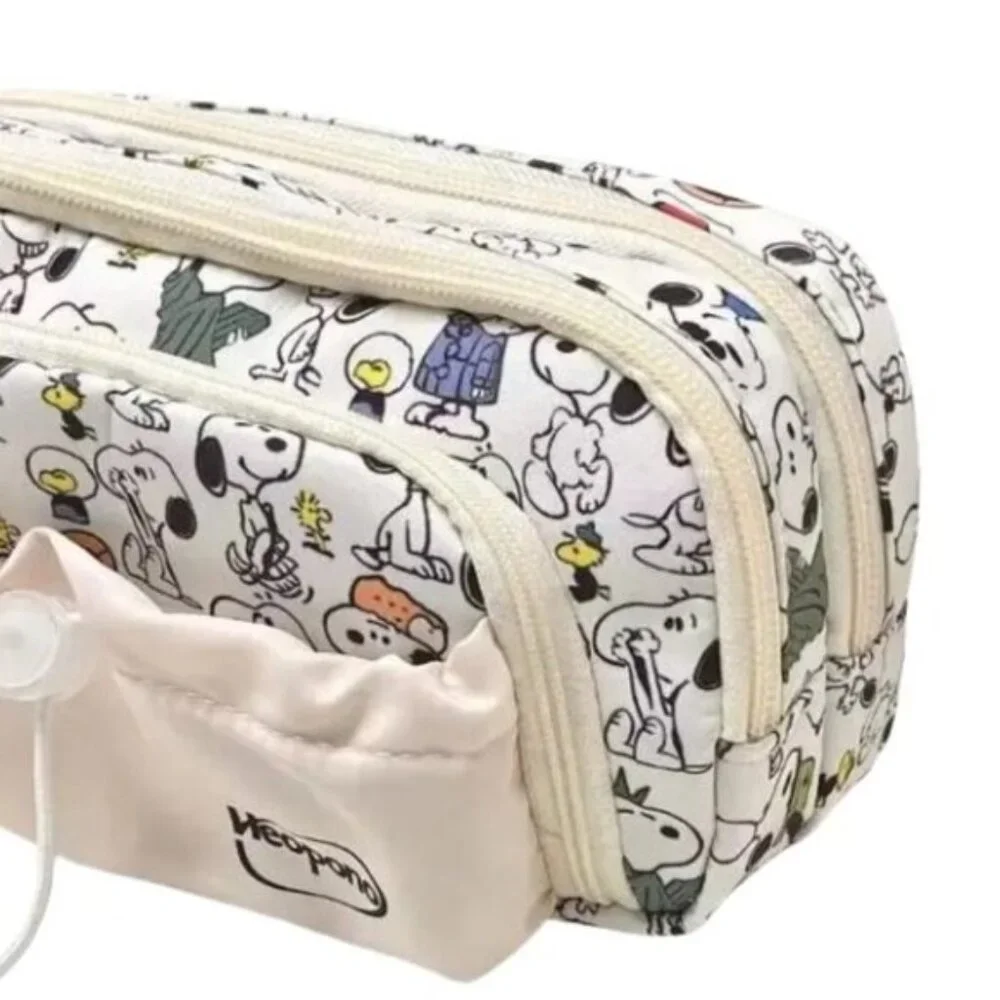 Snoopy Multi-Compartment Zipper Pencil Case Organizer Pouch